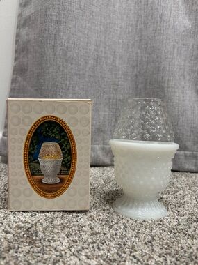 Vintage Avon White Hobnail Patio Perfumed Candle Holder Whimsical Fair Light